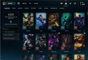 Conta unranked com 144 Champs e 91 Skins - League of Legends LOL