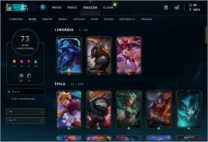 CONTA PLATINA IV - VARIAS SKINS - League of Legends LOL