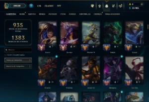 Platina 4 com TODOS os Champs e 366 Skins ( Nivel 660 ) - League of Legends LOL