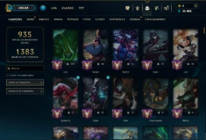 Platina 4 com TODOS os Champs e 366 Skins ( Nivel 660 ) - League of Legends LOL