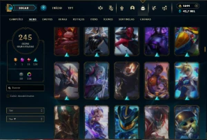 Prata 1 com TODOS os champs e 245 Skins + 1600 RP - League of Legends LOL