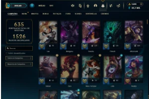 Prata 1 com TODOS os champs e 245 Skins + 1600 RP - League of Legends LOL