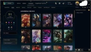 Gold 1, muitas skins, vitoriosas, lendárias e ultimate - League of Legends LOL