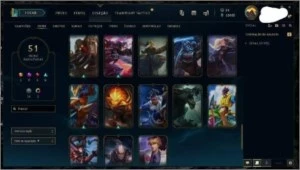 Gold 1, muitas skins, vitoriosas, lendárias e ultimate - League of Legends LOL