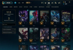 Ouro 4 com 90 Champs e 15 Skins - League of Legends LOL
