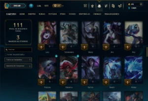 Ouro 4 com 90 Champs e 15 Skins - League of Legends LOL