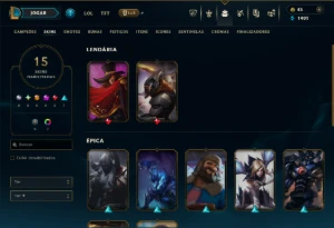 Ouro 4 com 90 Champs e 15 Skins - League of Legends LOL