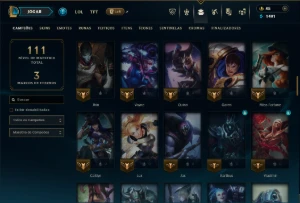 Ouro 4 com 90 Champs e 15 Skins - League of Legends LOL