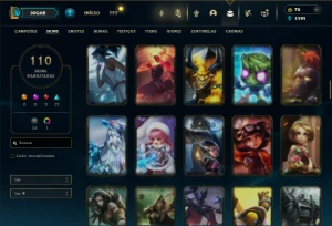 Prata 1 com 150 Champs e 110 Skins + 3 Espolios - League of Legends LOL