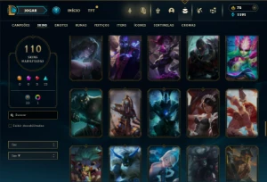 Prata 1 com 150 Champs e 110 Skins + 3 Espolios - League of Legends LOL