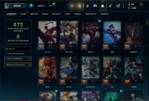 Prata 1 com 150 Champs e 110 Skins + 3 Espolios - League of Legends LOL