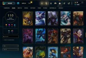 Prata 1 com 150 Champs e 110 Skins + 3 Espolios - League of Legends LOL