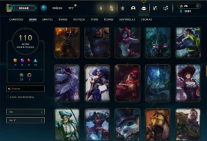 Prata 1 com 150 Champs e 110 Skins + 3 Espolios - League of Legends LOL