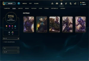 Conta Unranked com TODOS os champs e 226 Skins + 60 Cromas - League of Legends LOL