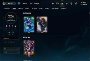Conta Unranked com TODOS os champs e 226 Skins + 60 Cromas - League of Legends LOL