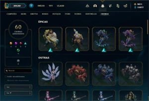 Conta Unranked com TODOS os champs e 226 Skins + 60 Cromas - League of Legends LOL