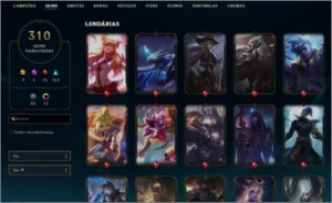 Conta D4(65%) 310 skins, All Champions - League of Legends LOL
