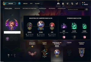 Conta bronze 2 com 110 Champs e 160 Skins + 3 Prestigios - League of Legends LOL