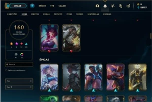 Conta bronze 2 com 110 Champs e 160 Skins + 3 Prestigios - League of Legends LOL