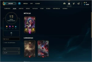 Conta ouro 4 com 12 skins e 40 champs - League of Legends LOL