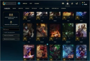 Conta ouro 4 com 12 skins e 40 champs - League of Legends LOL