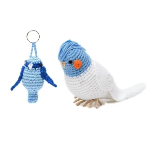 Duo Calopsita e chaveiro passarinho em amigurumi - Artesanato e Personalizados