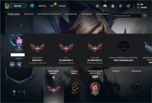 Conta bronze 1 com 101 Champs e 62 Skins - League of Legends LOL