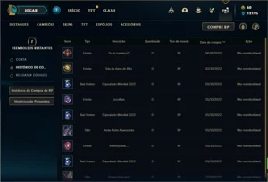 Conta bronze 1 com 101 Champs e 62 Skins - League of Legends LOL