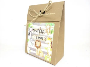 Sacolinha Safari Personalizada em Kraft ou Triplex - Artesanato e Personalizados