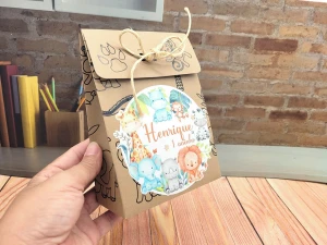 Sacolinha Safari Personalizada em Kraft ou Triplex - Artesanato e Personalizados