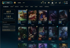 Platina 1 com TODOS os champs e 445 Skins + 1444 RP - League of Legends LOL