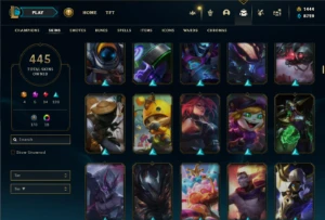 Platina 1 com TODOS os champs e 445 Skins + 1444 RP - League of Legends LOL