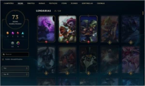 Vendo conta de LOL. Platina 3, todos os champs, 73 skins - League of Legends