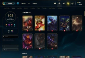 Conta bronze 2 com TODOS os champs e 105 skins - League of Legends LOL