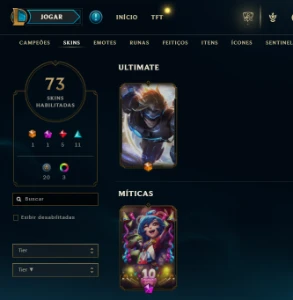 CONTA LOL - LVL 106 - 130 Champions - 73 Skins - FULL ACESSO - League of Legends
