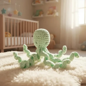 Amigurumi Polvo Verde Artesanal Presente Maternidade Oceano - Artesanato e Personalizados