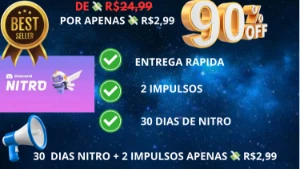 [Promoção] Discord Nitro Gaming 1 Mes + 2 Impulsos R$ 2,99 - Social Media