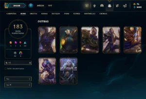 Ouro 3 com 130 Champs e 186 Skins + 7 Vitoriosas - League of Legends LOL