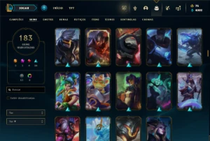 Ouro 3 com 130 Champs e 186 Skins + 7 Vitoriosas - League of Legends LOL