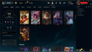 CONTA DE 2015 - EX PLAT - 98 SKINS - TODOS CHAMPS - LVL 319 - League of Legends LOL