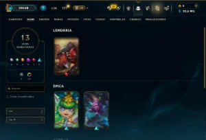 Esmeralda 2 com 40 Champs e 13 Skins - League of Legends LOL