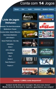 Conta Steam 14 Jogos | Cs Go, Left 4 Dead 2 E Outros.