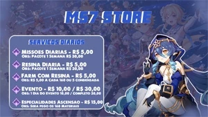 Serviços Genshin Impact -Missões Diarias, Resina, Evento etc