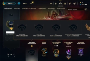 Unranked com TODOS os champs e  336 Skins + 10 Vitoriosas - League of Legends LOL
