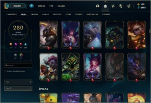 CONTA LOL, OURO IV COM 280 SKINS+GRÁTIS VALORANT COM 1ºPASSE - League of Legends