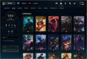 CONTA LOL, OURO IV COM 280 SKINS+GRÁTIS VALORANT COM 1ºPASSE - League of Legends