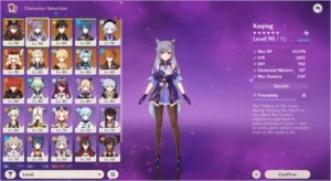 AR 56 9 chars 5 estrelas KEQING C1 END GAME com FIRST BUy - Genshin Impact