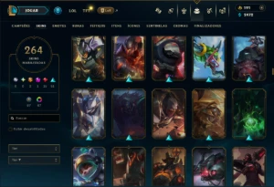 Ouro 2 com TODOS os Champs e 264 Skins ( TOP / SUP / JG ) - League of Legends LOL