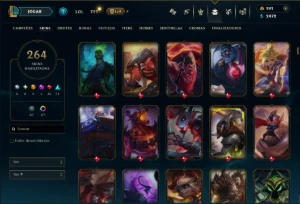 Ouro 2 com TODOS os Champs e 264 Skins ( TOP / SUP / JG ) - League of Legends LOL