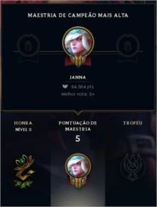 Conta Only Janna maestria unica, Rank 4 BR - Mestre 65wr% - League of Legends LOL